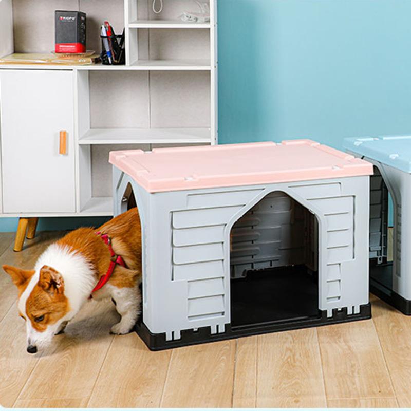 Quảng cáo nhà cho chó cũi nhựa trong nhà bốn mùa phổ quát nhà ngoài trời chống mưa cũi nhỏ và vừa chuồng chó mùa hè có thể tháo rời và giặt được
