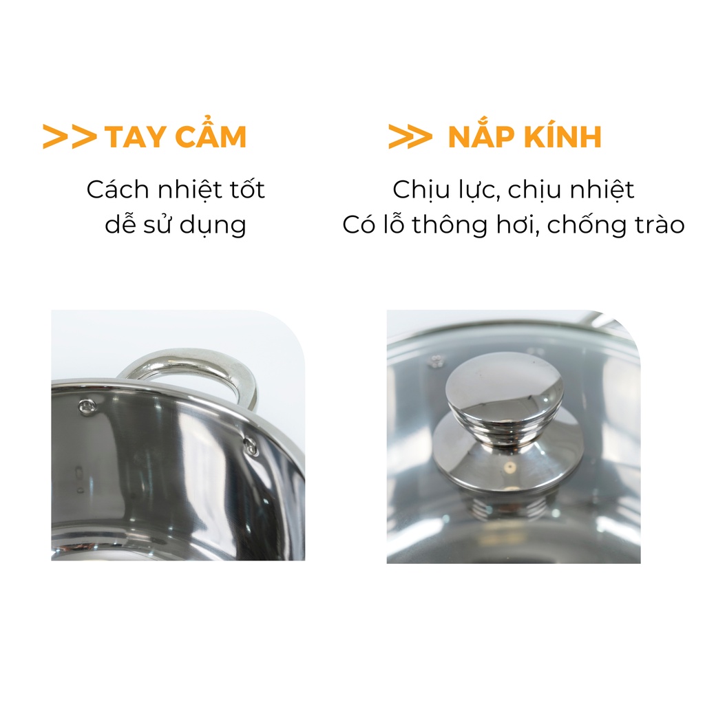 Bộ nồi inox đáy từ HR-S306 - thương hiệu Hare - lỗi 1 đổi 1