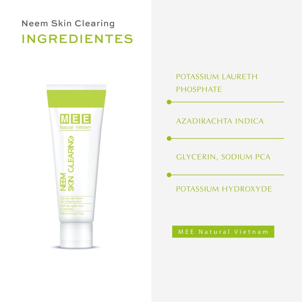 Sữa Rửa Mặt 3 trong 1 NEEM Sạch Da - Ngừa Mụn - Mờ Thâm MEE NATURAL