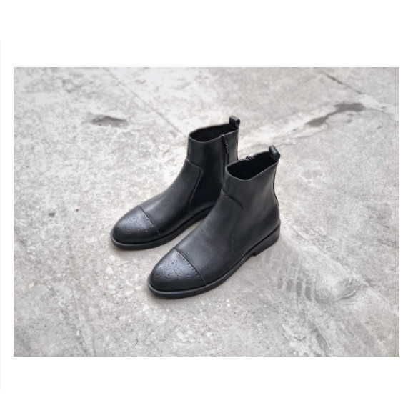 Chelsea boots mũi tròn, đế đốc kéo khoá