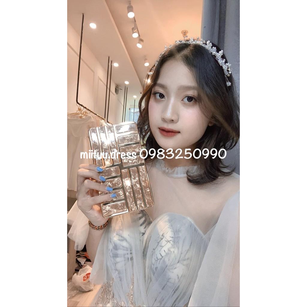 Bờm tóc đính đá pha lê nhân tạo kẹp tóc lấp lánh thời trang sang trọng tiểu thư xinh xắn Miituu BN