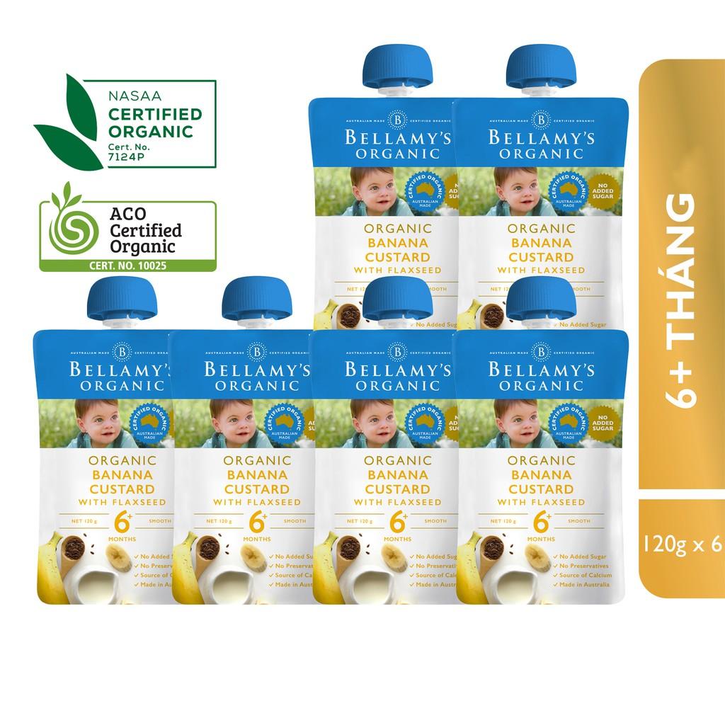 Combo 6 Túi Hỗn Hợp Kem Sữa Chuối với Hạt Lanh Hữu Cơ Bellamy's Organic