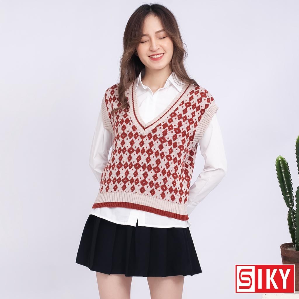 Áo gile len mỏng họa tiết thổ cẩm siêu xinh - Sliky L01