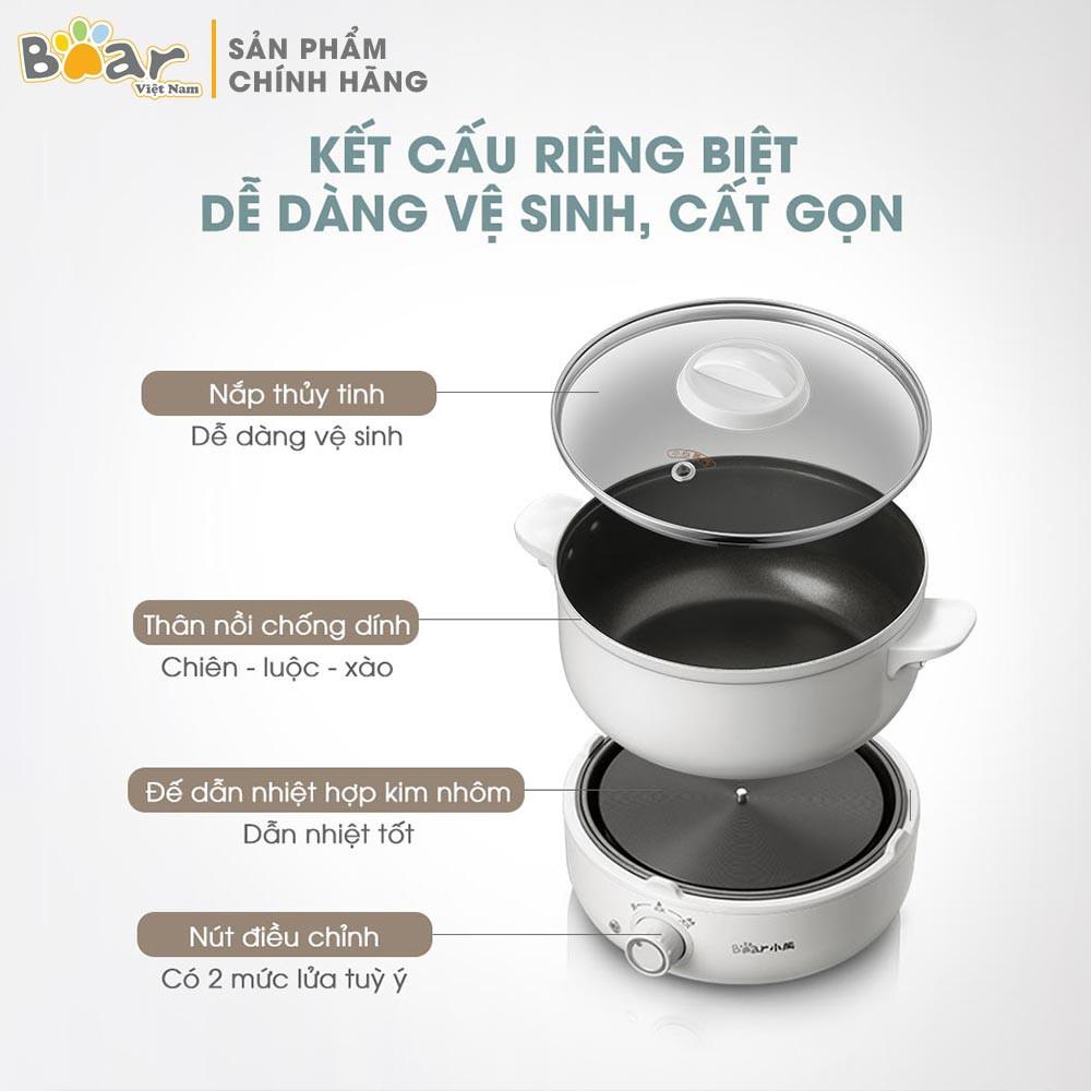 Nồi nấu đa năng 2,5L Bear DHG-B25V1 (Kèm lồng hấp). Nồi chính hãng BEAR| Gia dụng HAGU