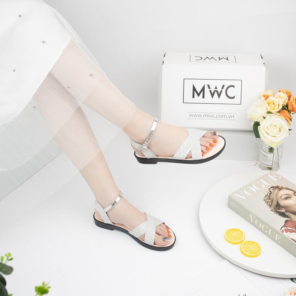 Giày sandal nữ quai ngang kim tuyến MWC NUSD- 2668