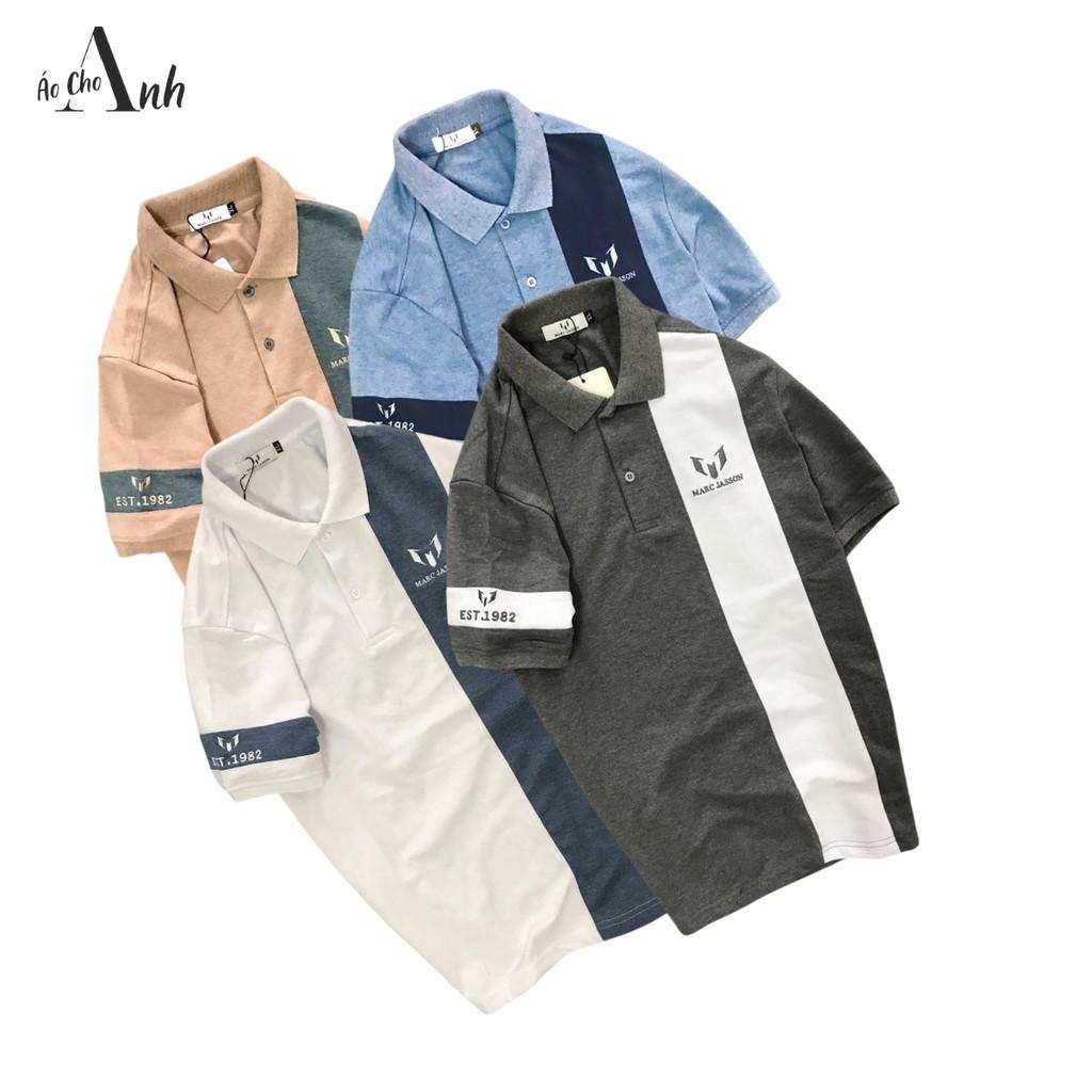 Áo thun nam tay ngắn cổ bẻ cao cấp phối màu trước áo cá tính lịch lãm 4 màu phong cách tươi mới - A049