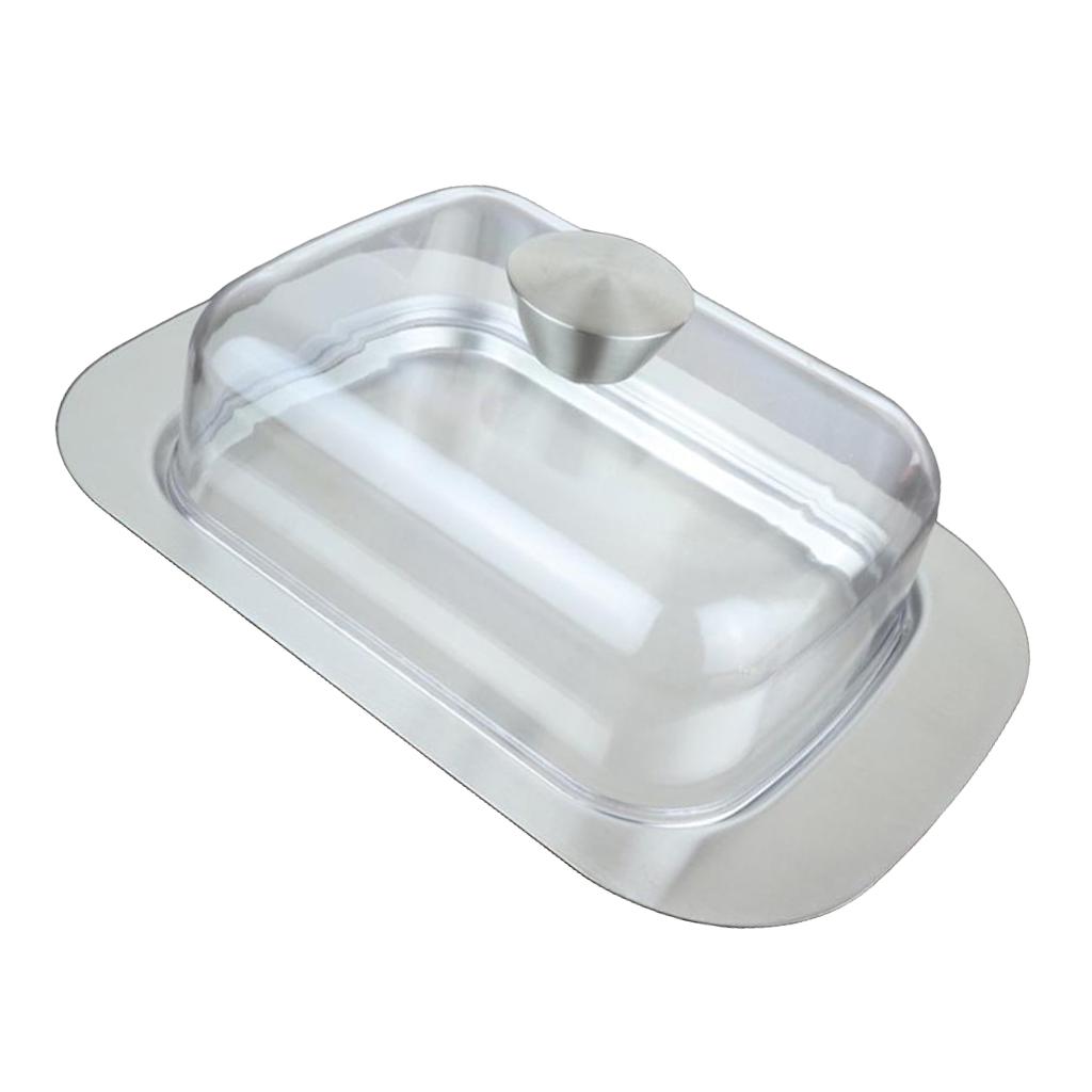 Stainless Steel Covered Butter Dish, Butter Serving Tray With Lid, Food Storage Container & Organizer Bins For Party Countertop