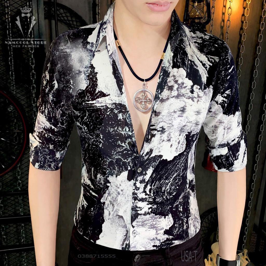 DeremonStyle - Áo sơ mi Nam dài tay in họa tiết loang màu đầy ấn tượng, chất kate lụa cao cấp - Hot New 2021