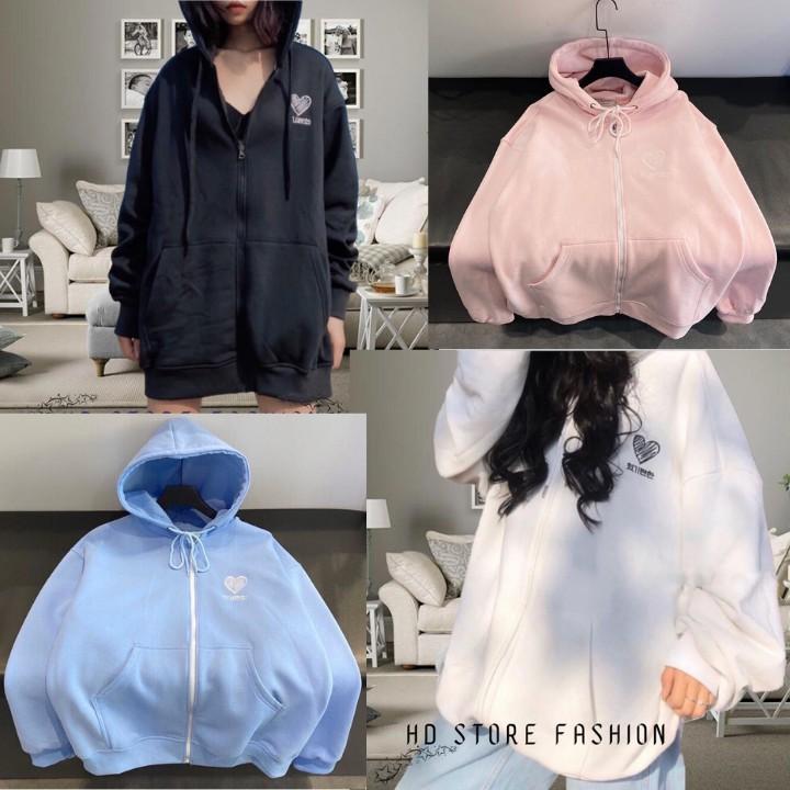 Áo khoác nỉ nữ. áo hoodie nữ form rộng HEART 0100