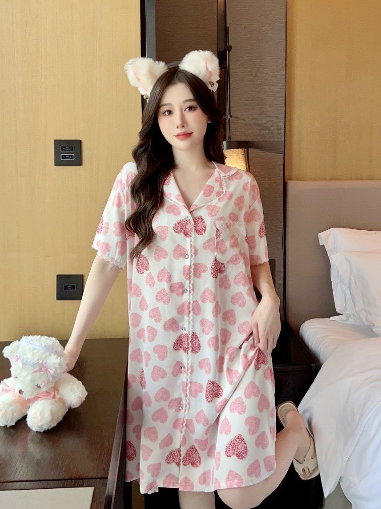 Váy Ngủ Sơmi Suông Dài - B.Lingerie