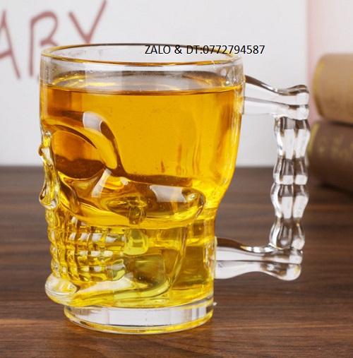 Ly Thủy Tinh Deli Skull Beer Mug 540ml ZB309 , Ly uống Bia Cao Cấp
