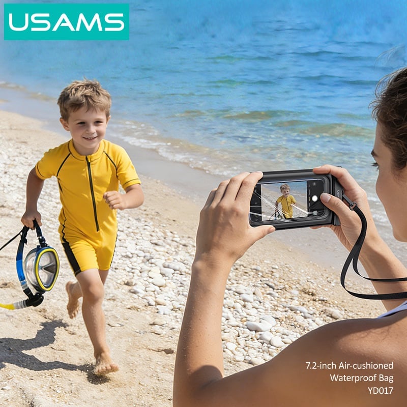 Túi Chống Nước Điện Thoại USAMS YD016 IPX8 7.2 Inch Đi Biển, Đi Bơi Chống Nước Tuyệt Đối, Có Dây Đeo Tháo Rời - Hàng Chính Hãng