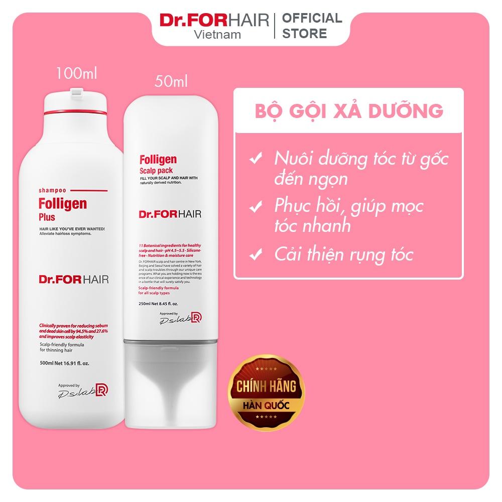 Combo gội xả dưỡng hỗ trợ mọc tóc giảm rụng tóc và gàu Dr.FORHAIR Plus Shampoo 500ml x Scalp Pack 250ml