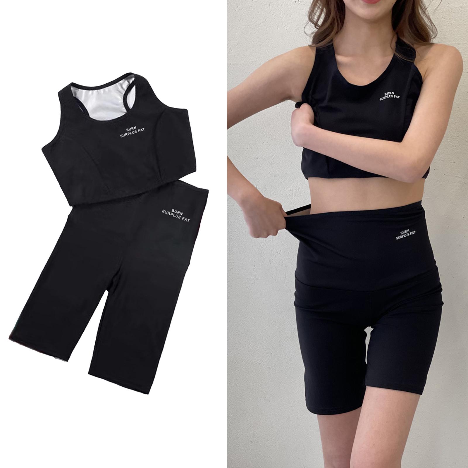 2xWomen Sauna Pants Slimming Loss Weight Sweat Crop Top Fat Burner Shorts XL