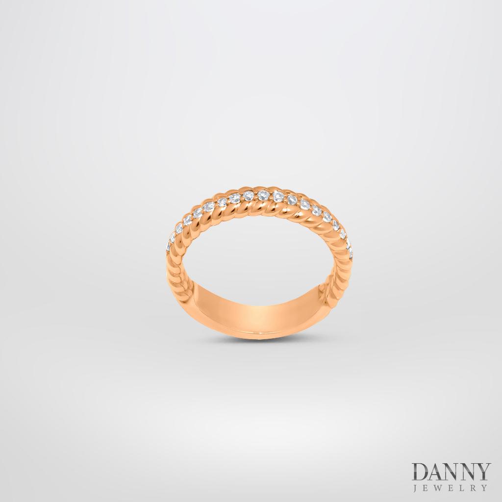 Nhẫn Nữ Danny Jewelry Bạc 925 Xi Vàng Hồng Thắt Bím Đính Đá Màu N0113