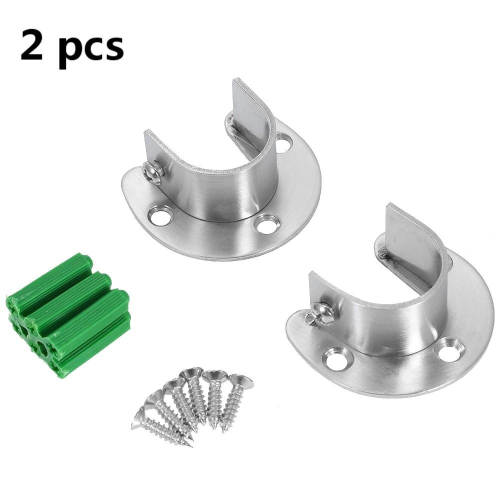 2pcs Closet Pole Sockets Set of 2pcs U-shape Rod Socket Flange Set Stainless Steel Rod Support U Shaped Closet Rod