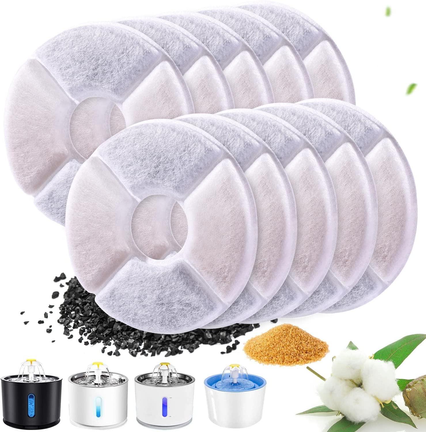 Bộ lọc nước suối, bộ lọc nguồn nước 12, bộ lọc nguồn nước thay thế bộ lọc cho chó/mèo tròn, bộ lọc phun nước thú cưng bộ lọc carbon kích hoạt