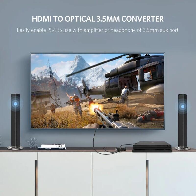 Ugreen UG4028140281TK 15CM Màu Đen Bộ chuyển đổi HDMI sang HDMI kèm cổng âm thanh optical cao cấp - HÀNG CHÍNH HÃNG