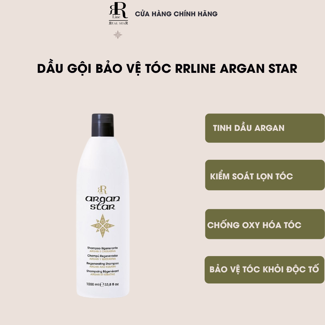 Dầu gội chăm sóc và tái tạo tóc hư tổn RRline Argan Star Shampoo 1000ml