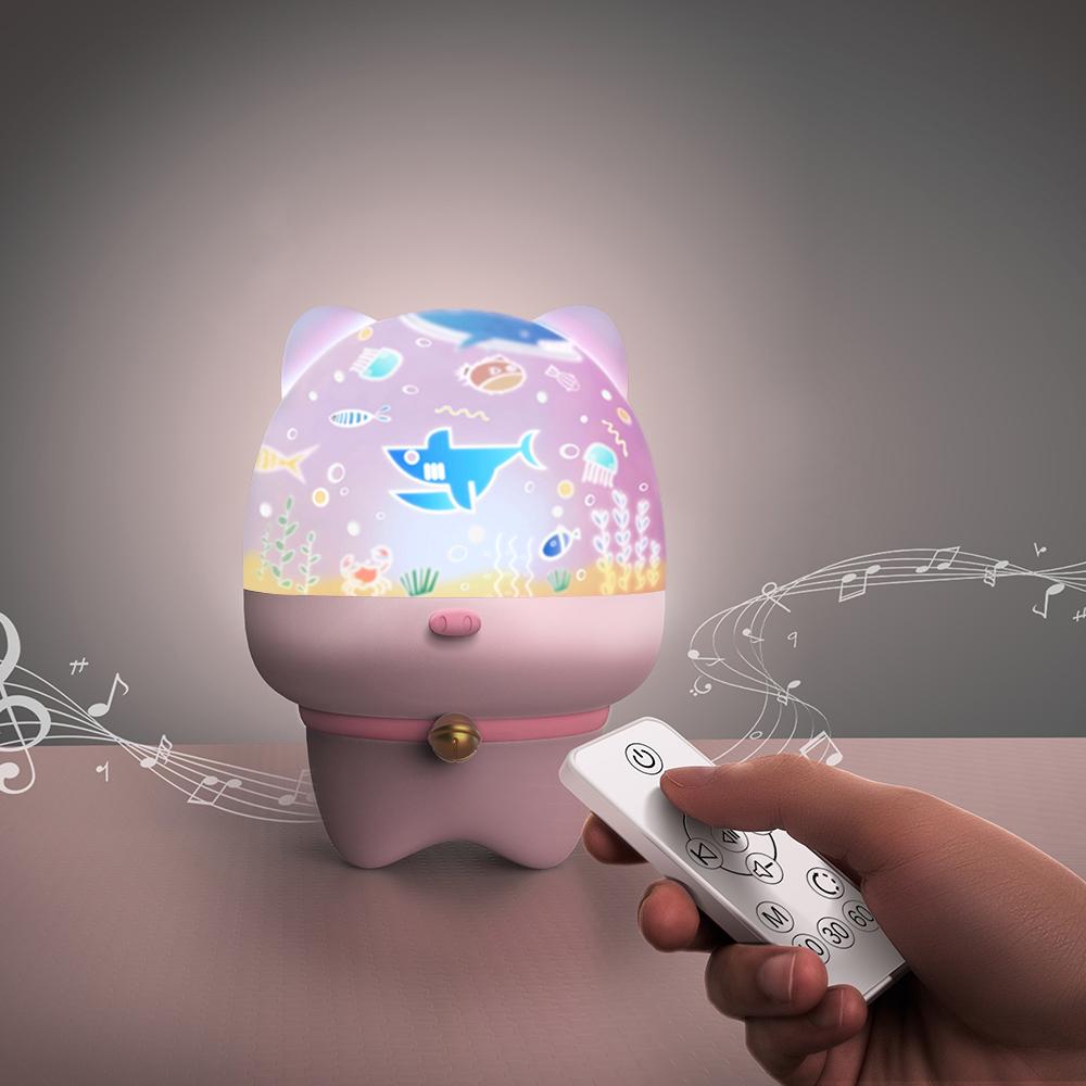 Đèn ngủ ban đêm 6 theme 5 màu kết nối bluetooth điều khiển từ xa, có thể xoay, sạc lại