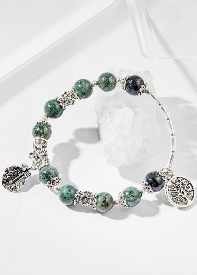 Vòng tay thạch anh ưu linh charm cây bạc Ngọc Quý Gemstones