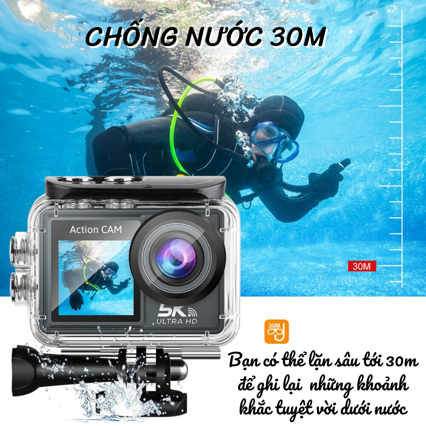 Camera Hành Trình 5K Siêu HD, Camera Giám Sát Hành Trình Ô Tô, Xe Máy Chống Nước, Chống Rung, Pin Siêu Trâu