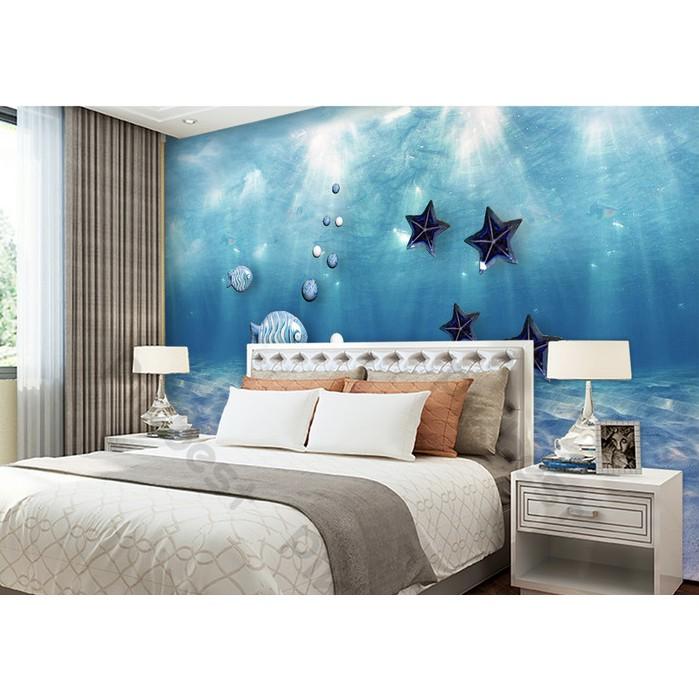 Tranh dán tường Thế giới nước trang trí phòng em bé, tranh 3d dán tường hiện đại MS667591