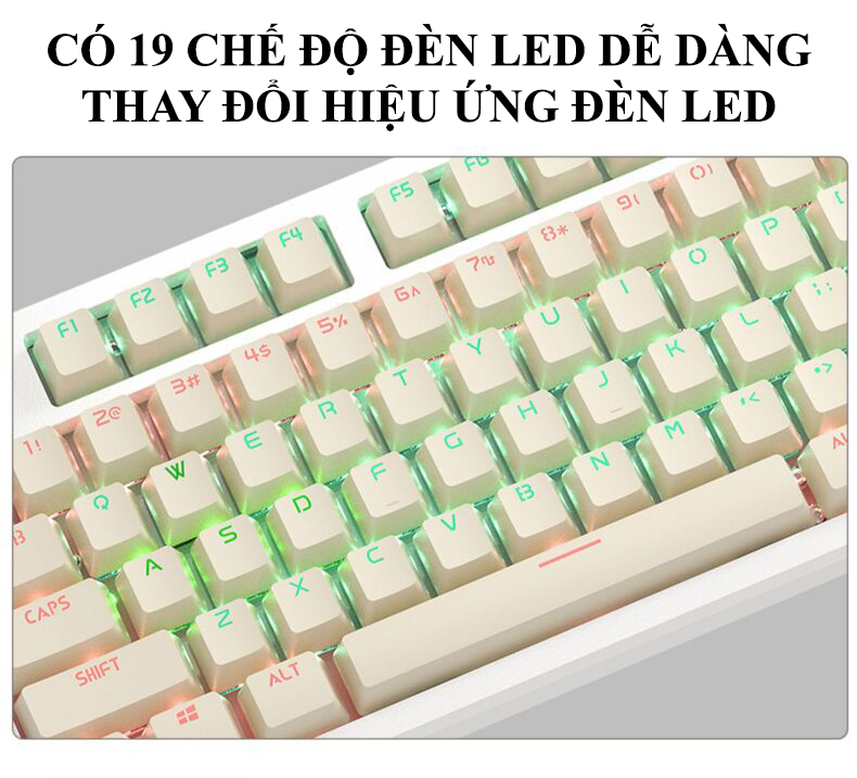 Bàn phím cơ Golden Switch LANGTU LT-84 kết nối có dây được trang bị màn hình led mini và nút vặn đa phương tiện kèm theo 19 chế độ đèn led - Hàng Chính Hãng