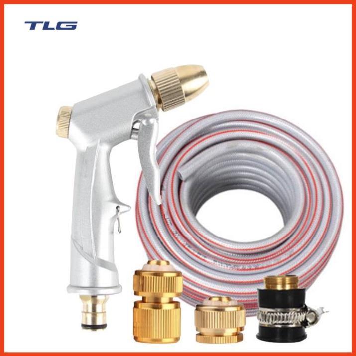 Rửa xe tưới cây Bộ dây và vòi xịt tăng áp lực nước 300% loại 25m cút đồng,nối đồng 206701