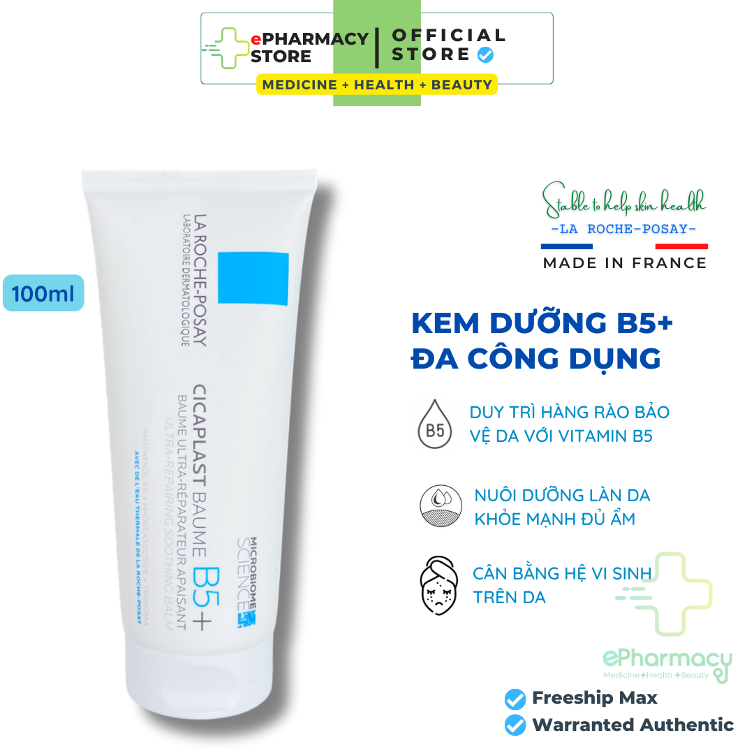 Kem dưỡng ẩm B5+ LAROCHEPOSAY Cicaplast Baume B5+ Soothing Repairing Balm 100ml