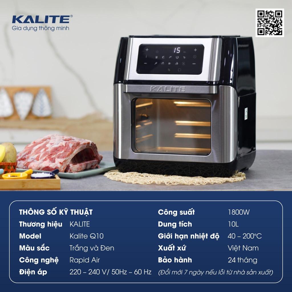 Nồi Chiên Không Dầu Kalite Q10, 1800W-10Lit, Xiên Lồng Quay Khi Nướng, hàng chính hãng