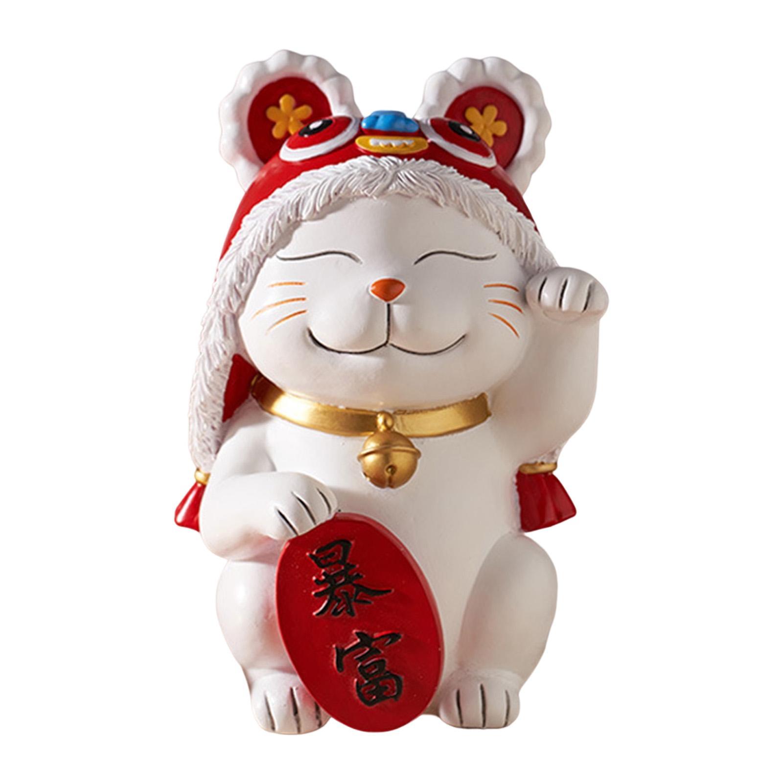 Japanese Lucky Cat Statue Sculpture Figurine for Desk Office Decor
