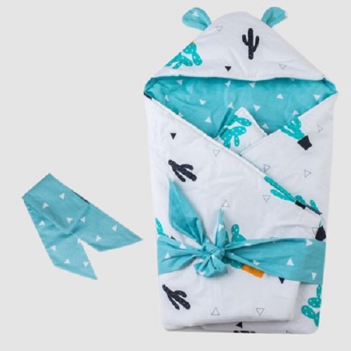 Chăn ủ bông tai thỏ kèm đai Muslin