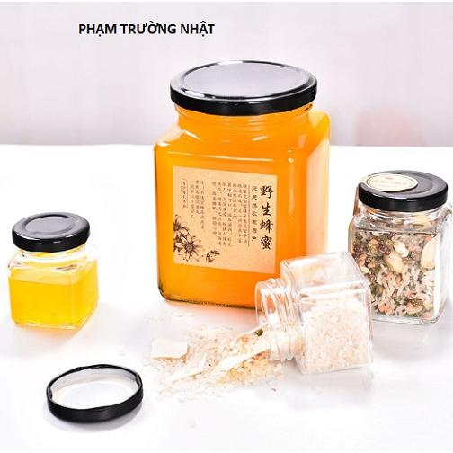 Hũ Thủy Tinh Gia Vị Vuông Nắp Thiết 280ml | 380ml | 500ml | 730ml , Tùy Chọn Dung Tích