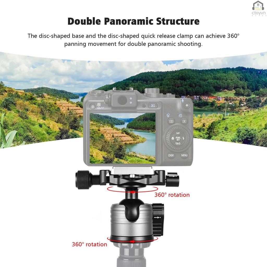 Đầu bi kép hợp kim nhôm CNC hình chữ U với ốc vít 1/4 inch cho máy ảnh DSLR ILDC tải trọng tối đa 10kg