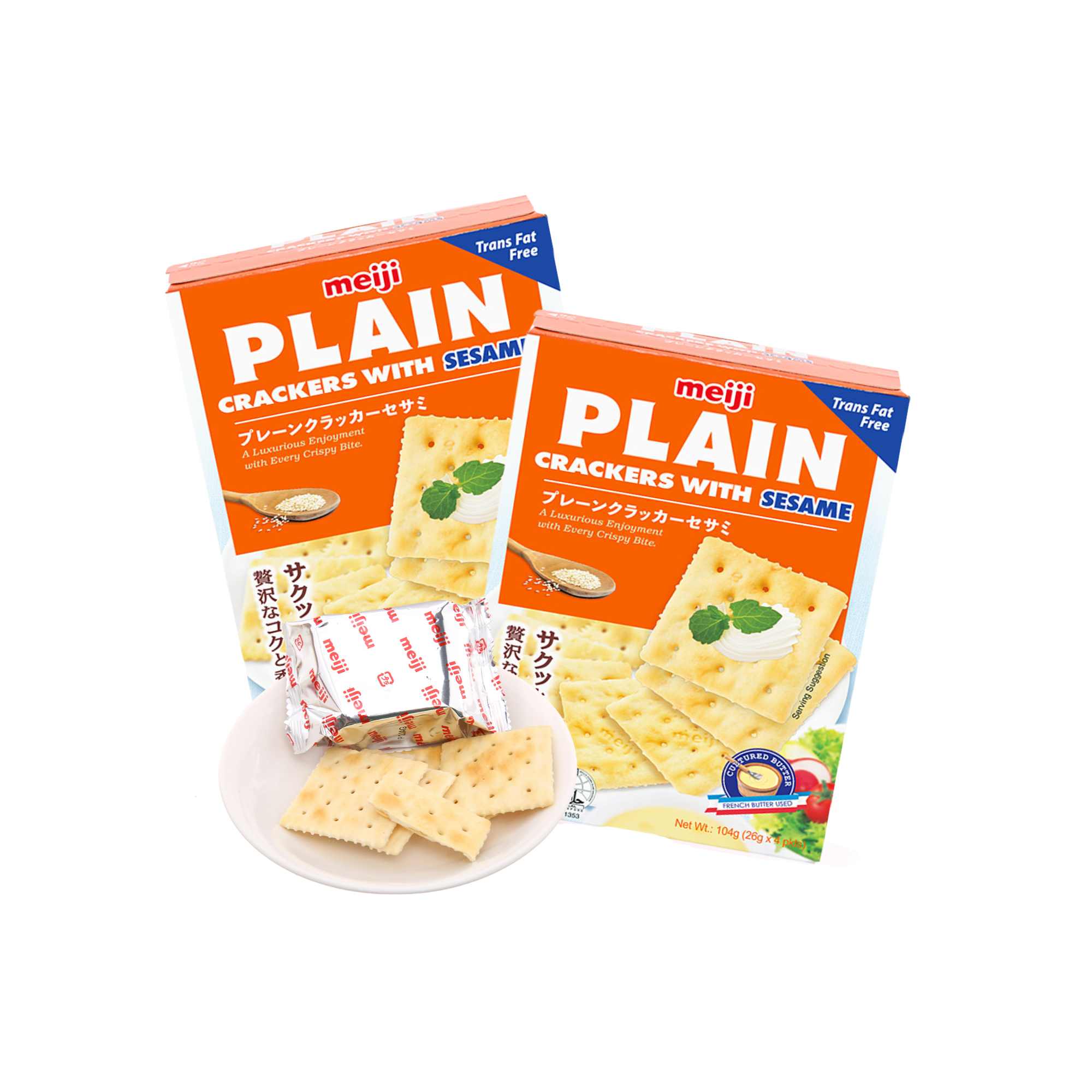 Bánh Meiji Plain Crackers With Sesame 104gr