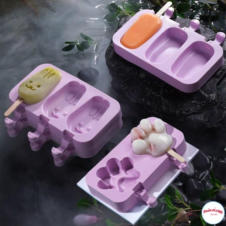 Bộ Khuôn Làm Kem Silicone Đáng Yêu Tặng Kèm 50 que gỗ - 00202