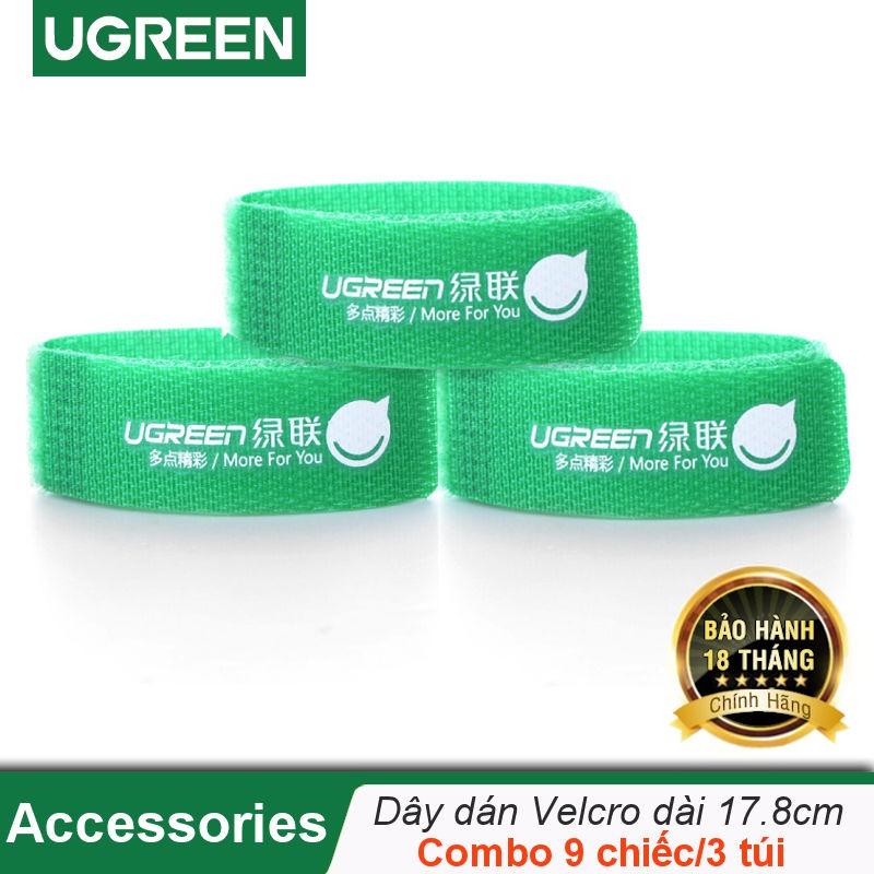 Bộ combo dây dán Velcro tiện dụng dài 17,8 cm UGREEN 20314 (màu xanh lá cây)