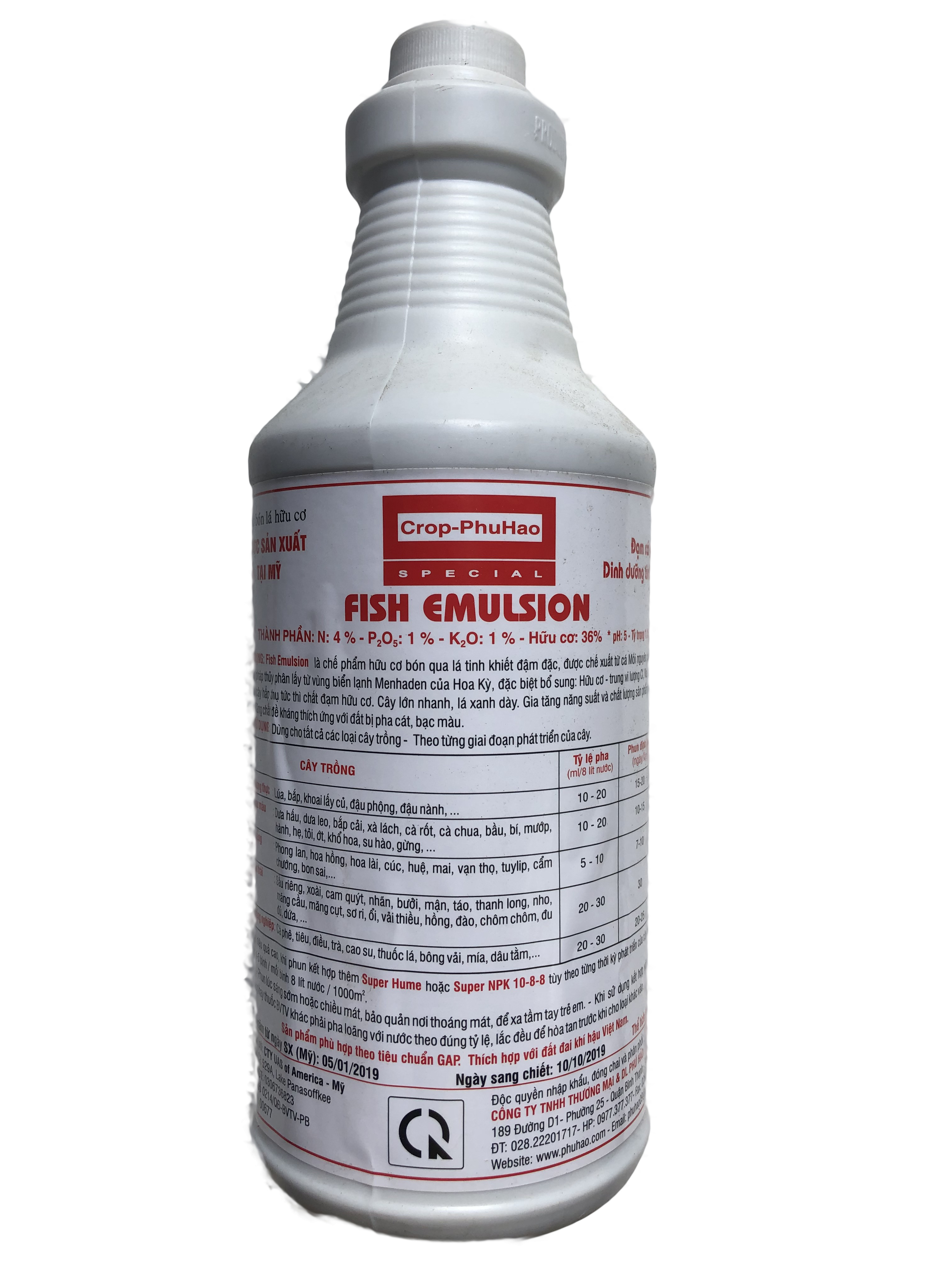 Chai 1 Lít phân đạm cá cao cấp Fish Emulsion nhập khẩu USA 1000ml