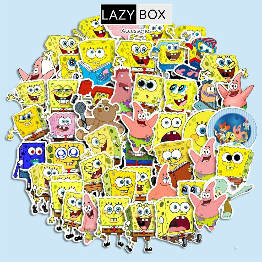 Sticker chú bọt biển SpongeBob SquarePants đáng yêu cute  Dán Vali, Mũ Bảo Hiểm, Laptop, Guitar, Ván Trượt