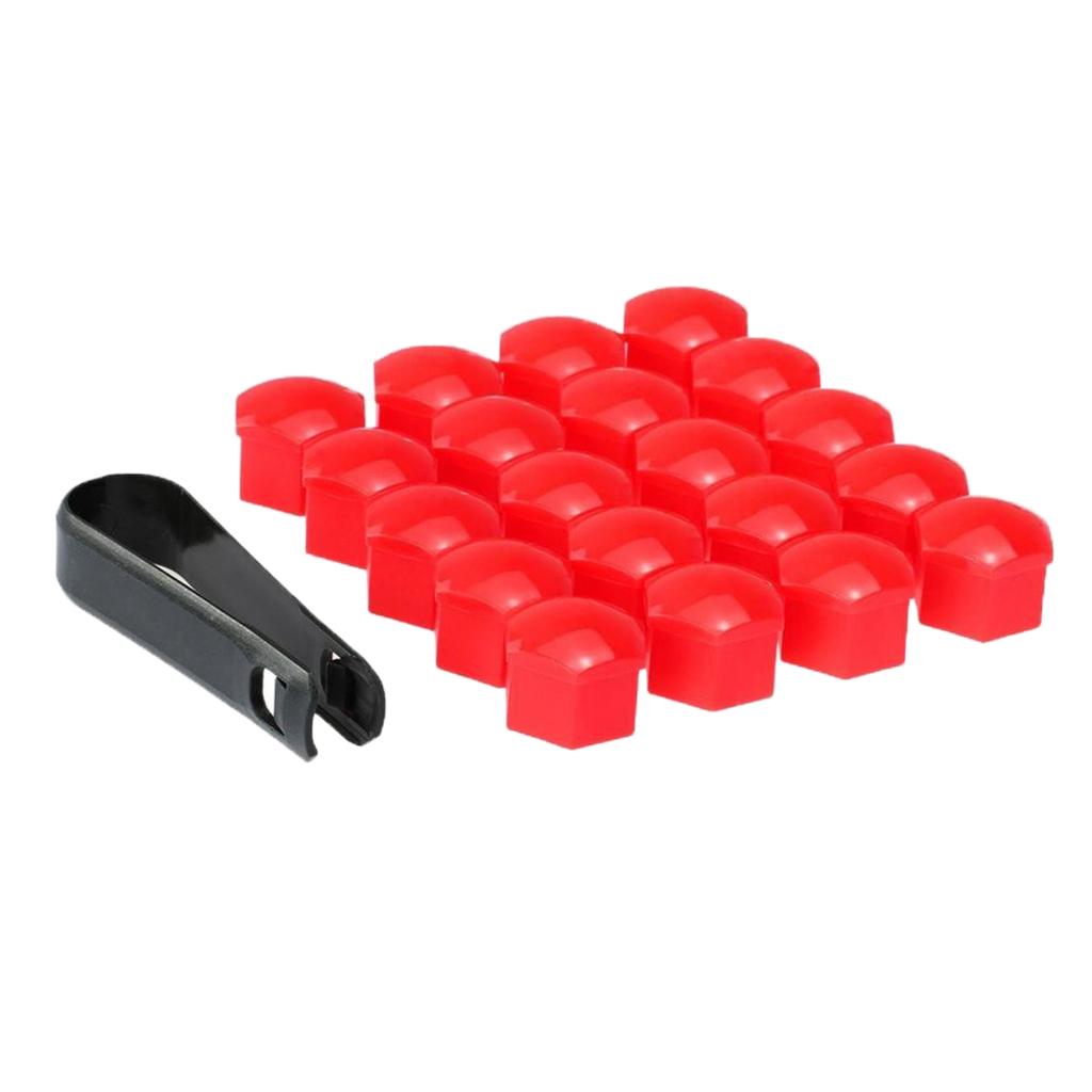20pcs Universal 19mm Wheel Nut Covers Lug Nut Caps Screw Protector Red