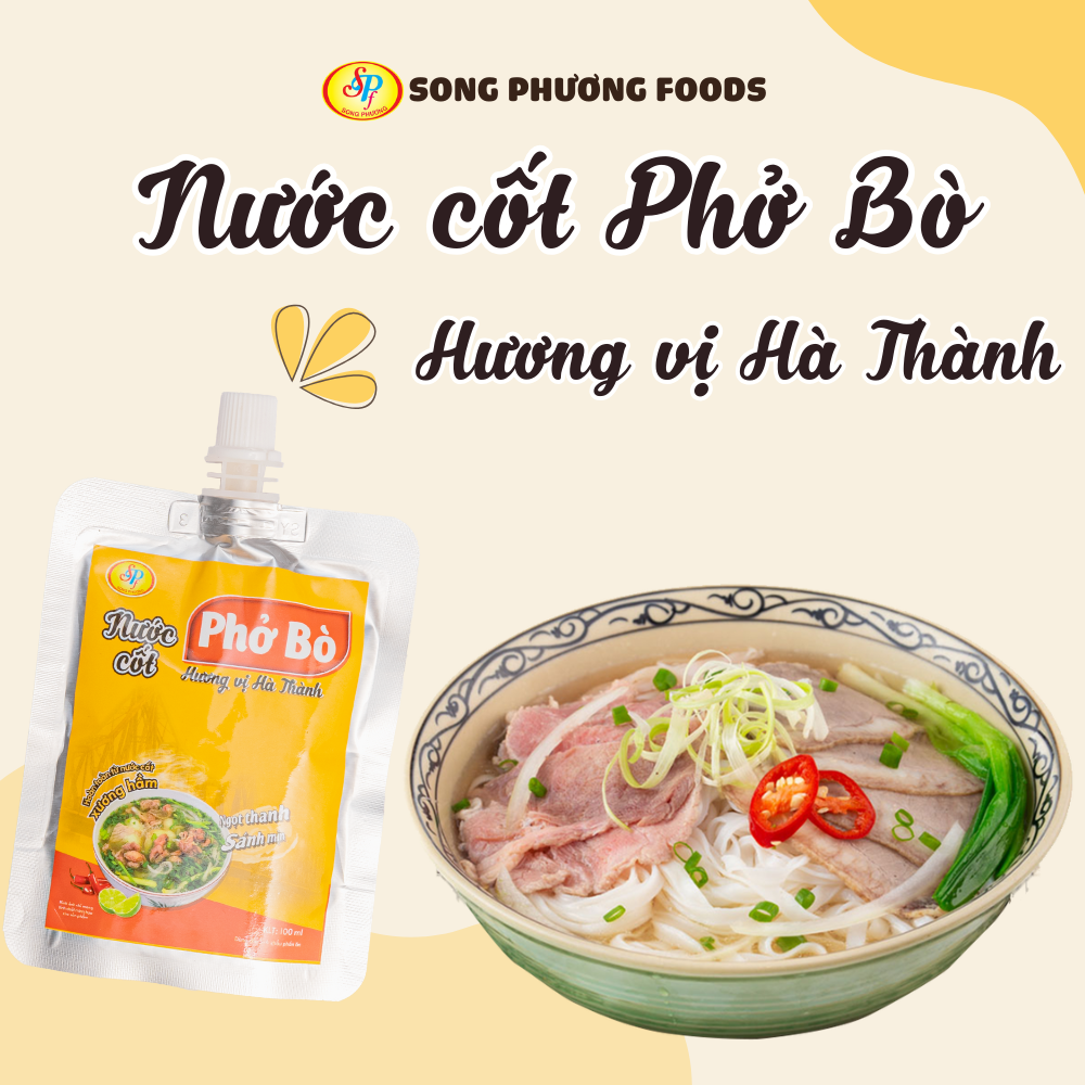 Nước cốt phở bò Hương vị Hà Thành - Hàng xuất khẩu Nhật - Hoàn toàn từ nước cốt xương hầm, thơm ngon, chuẩn vị, không cần nêm nếm - túi 100ml