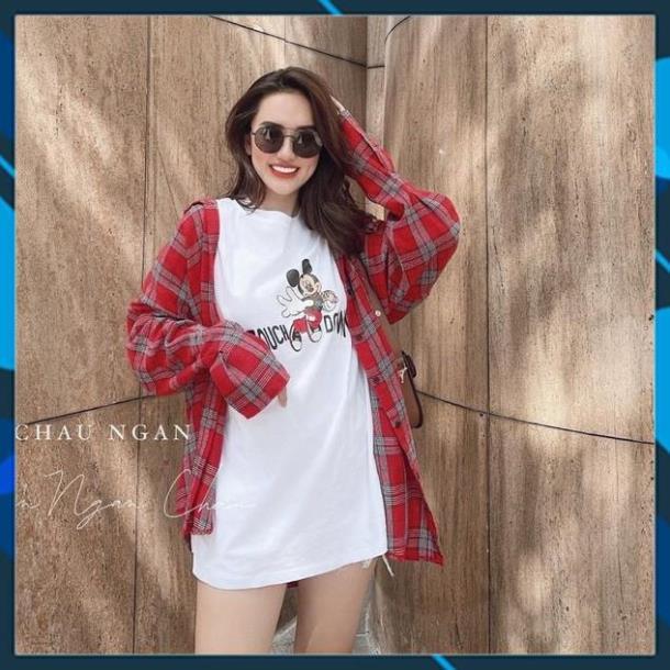 SET ÁO THUN MICKEY + SƠ MI CARO - Chất liệu Cotton Lạnh cao cấp - Phiên bản Mickey