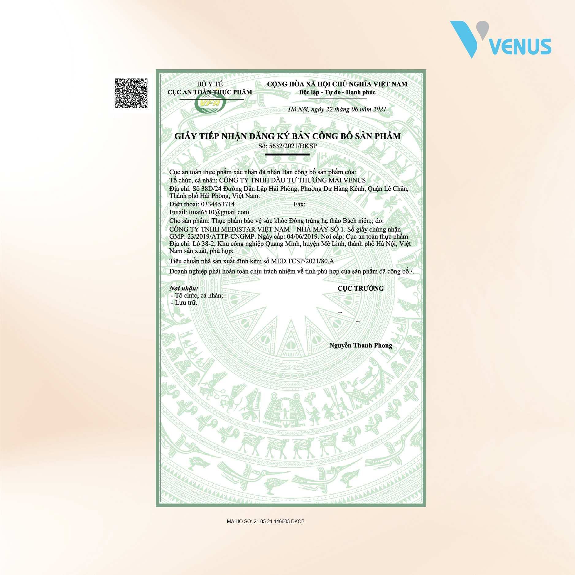 TPBVSK Đông trùng hạ thảo Bách Niên