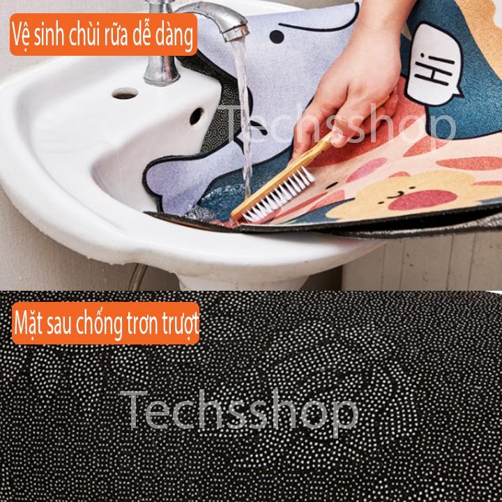 Bộ 2 Thảm Trải Sàn Nhà Bếp Có Chống Trơn Trượt Họa Tiết 3D Sôi Động - Thảm Thấm Nước Nhà Tắm