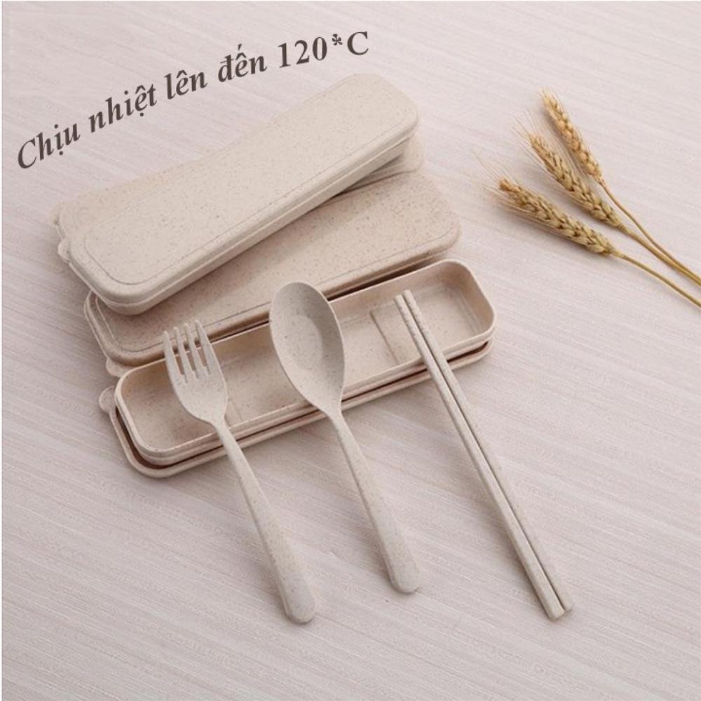Bộ đũa thìa lúa mạch kèm hộp cao cấp, sử dụng lúa mạch an toàn với nhiệt độ cao