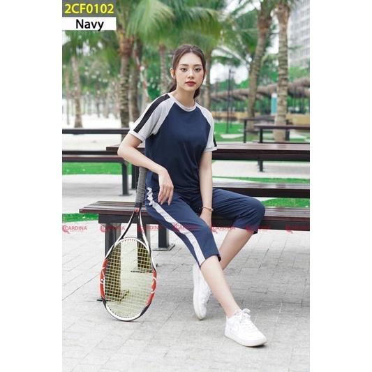 mã 2CF01 - Bộ thể thao nữ cotton lửNg phối tay CARDINA