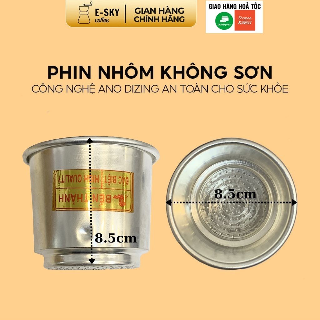 Phin Cà Phê Nhôm Nguyên Chất Không Sơn E-SKY COFFEE Size lớn - 9cm - BTL