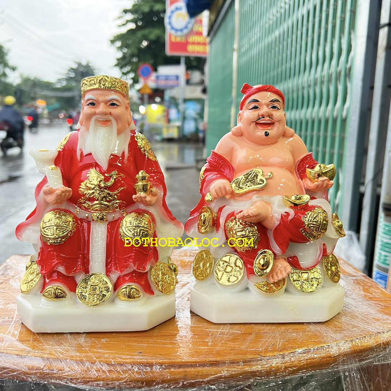 Tượng Thần tài Thổ Địa đá Việt Nam cao 19cm – Đỏ