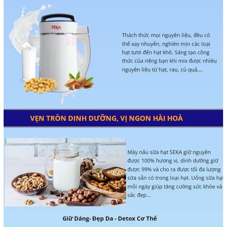Máy Làm Sữa Hạt Đa Năng SEKA - Máy Xay Nấu Đa Năng SEKA - Máy Xay Sinh Tố 1,8l